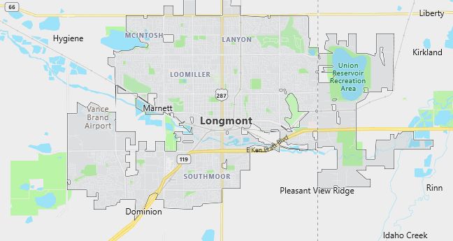 Map of Longmont, CO