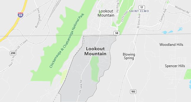 Map of Lookout Mountain, GA