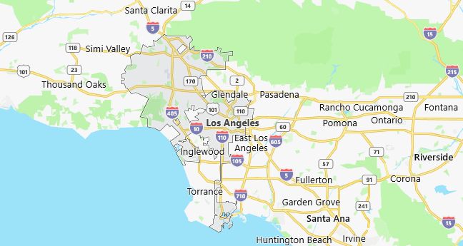 Map of Los Angeles, CA