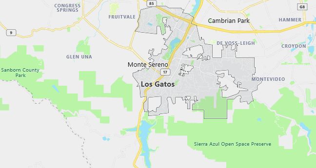 Map of Los Gatos, CA