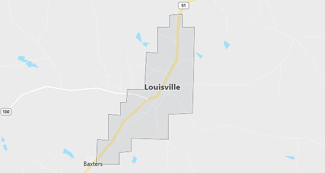 Map of Louisville, AL