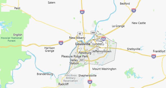 Map of Louisville, KY