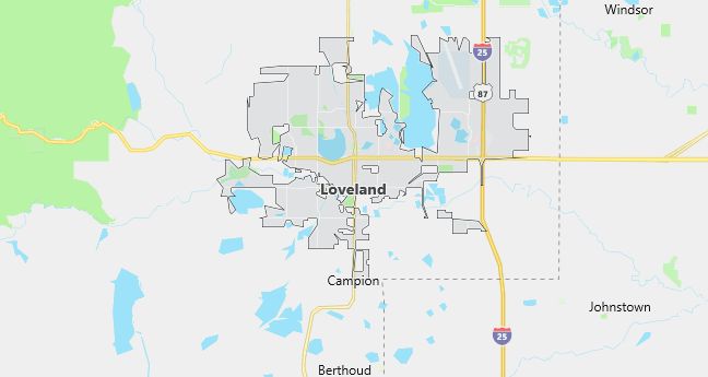 Map of Loveland, CO