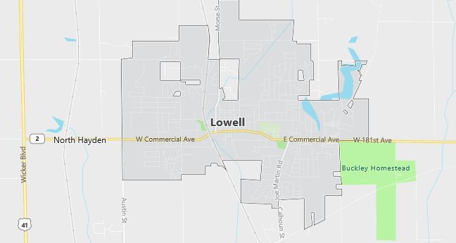 Map of Lowell, IN