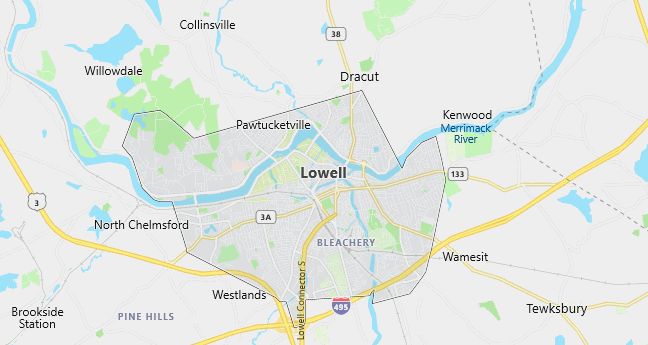 Map of Lowell, MA