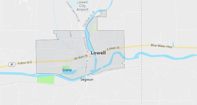 Map of Lowell, MI