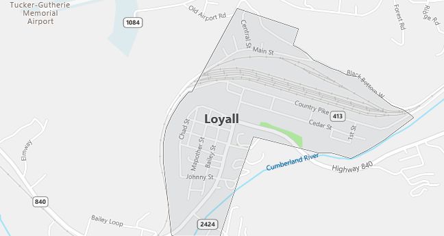 Map of Loyall, KY