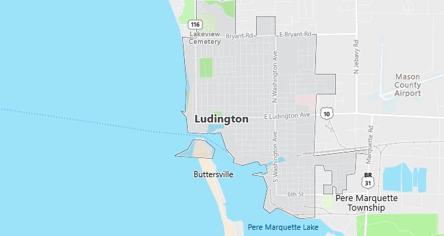 Map of Ludington, MI