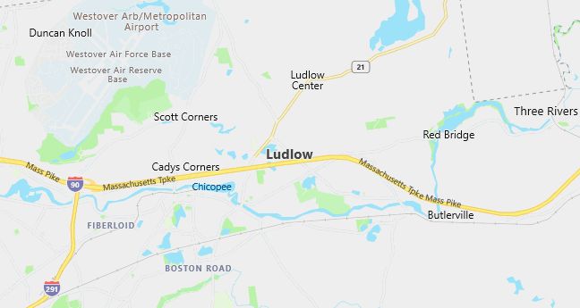 Map of Ludlow, MA