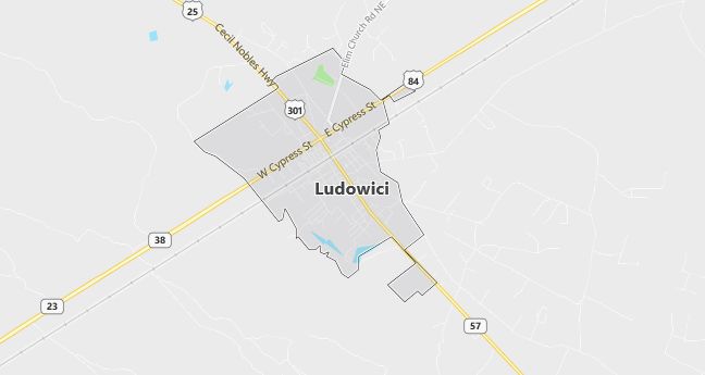 Map of Ludowici, GA