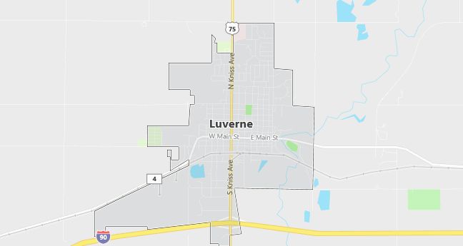 Map of Luverne, MN