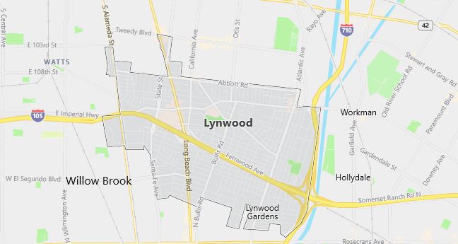 Map of Lynwood, CA