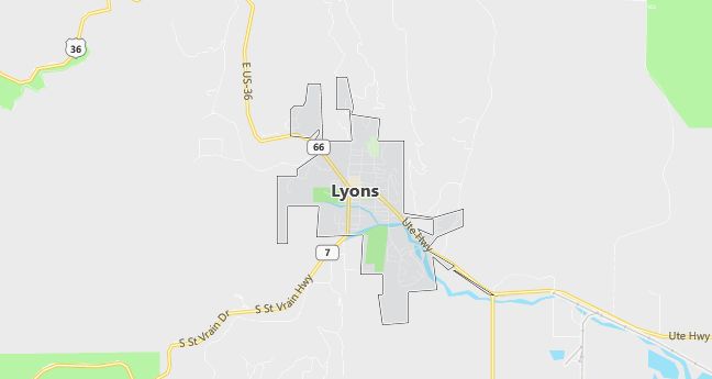 Map of Lyons, CO