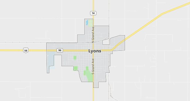 Map of Lyons, KS