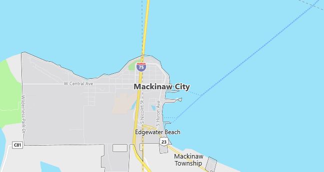 Map of Mackinaw City, MI