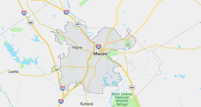 Map of Macon, GA