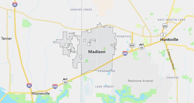 Map of Madison, AL