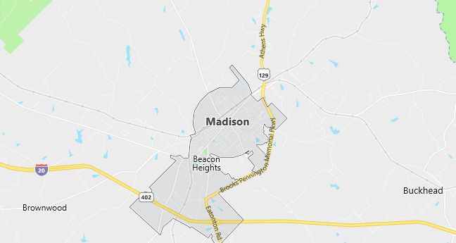 Map of Madison, GA