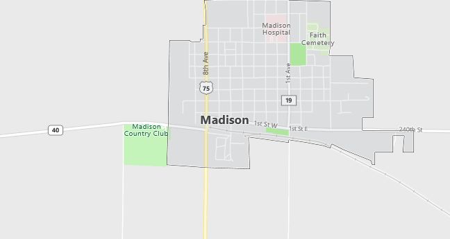 Map of Madison, MN