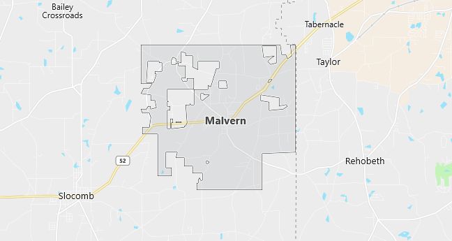 Map of Malvern, AL