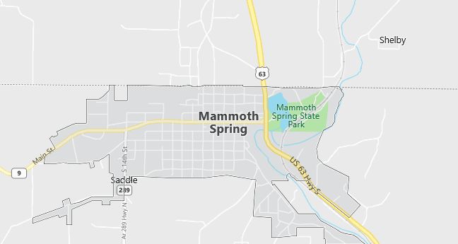 Map of Mammoth Spring, AR