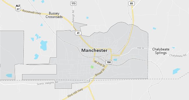 Map of Manchester, GA