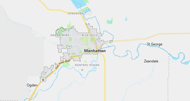 Map of Manhattan, KS