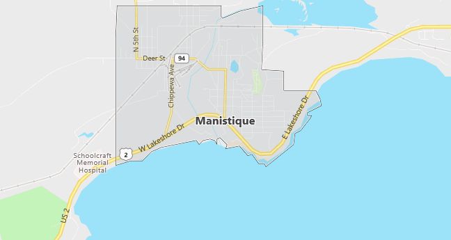 Map of Manistique, MI