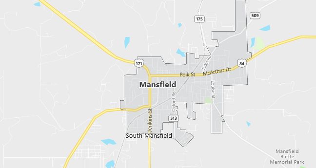 Map of Mansfield, LA