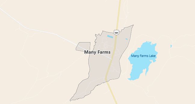 Map of Many Farms, AZ