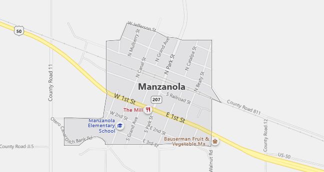 Map of Manzanola, CO