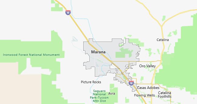 Map of Marana, AZ