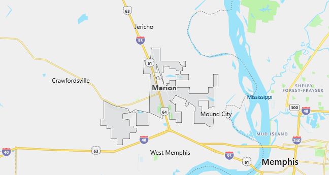 Map of Marion, AR