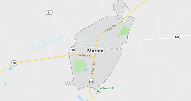 Map of Marion, KY