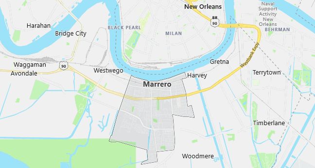 Map of Marrero, LA