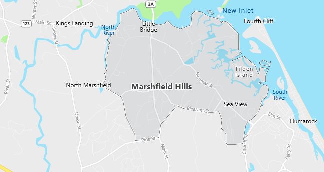 Map of Marshfield Hills, MA