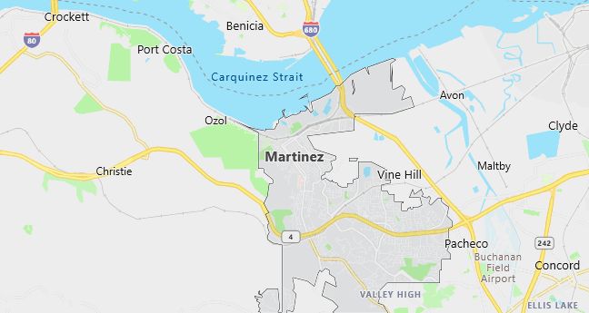 Map of Martinez, CA