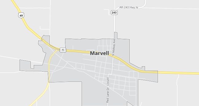 Map of Marvell, AR