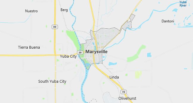 Map of Marysville, CA