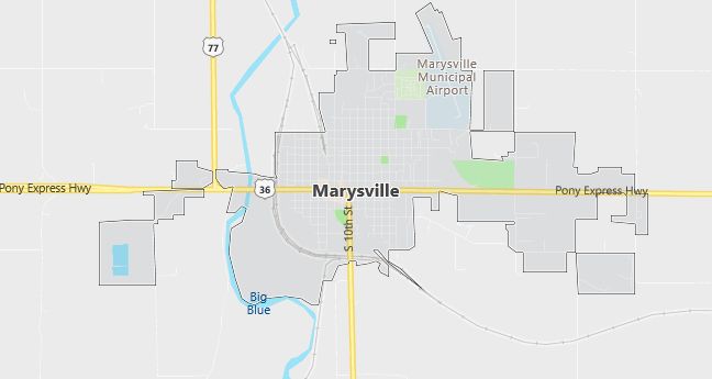 Map of Marysville, KS