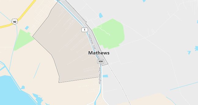 Map of Mathews, LA