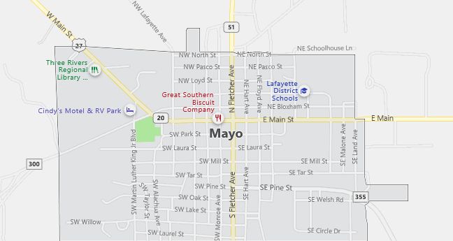 Map of Mayo, FL