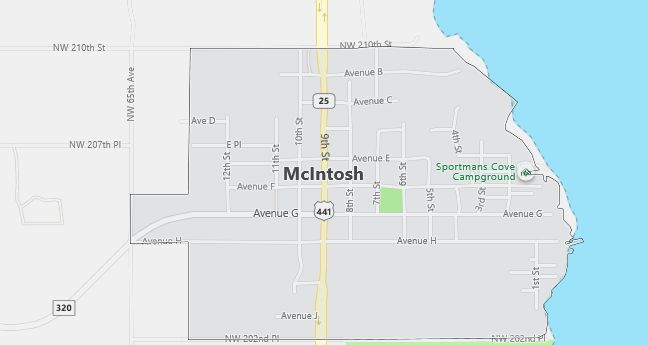 Map of Mc Intosh, FL