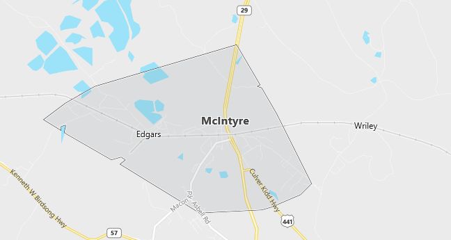 Map of Mc Intyre, GA