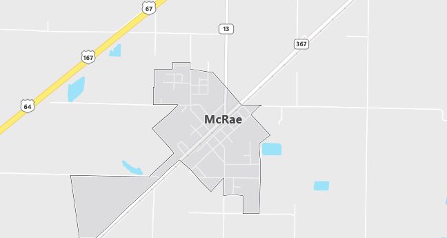 Map of Mc Rae, AR