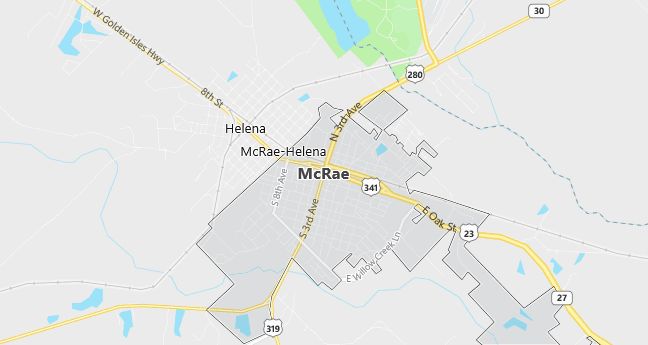 Map of Mc Rae, GA