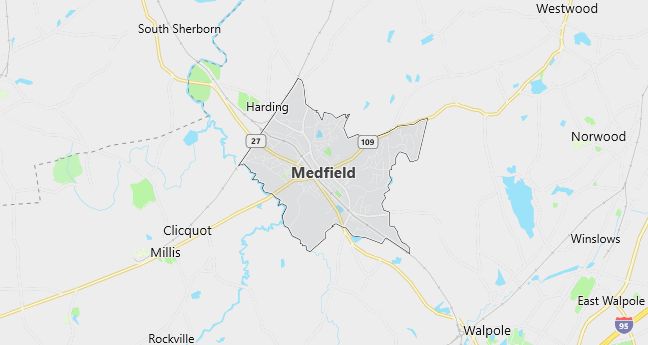 Map of Medfield, MA