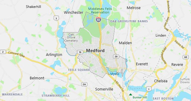 Map of Medford, MA