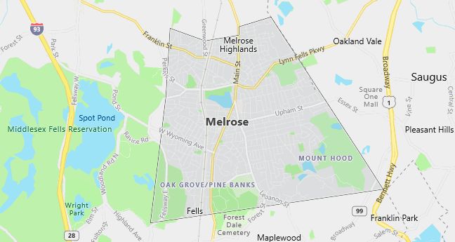 Map of Melrose, MA