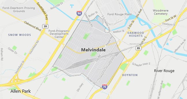 Map of Melvindale, MI